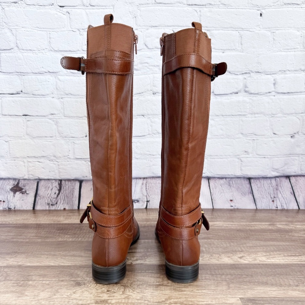 New Naturalizer June Brown Leather Boots Riding Zipper Heeled Size 6.5M - Picture 8 of 10